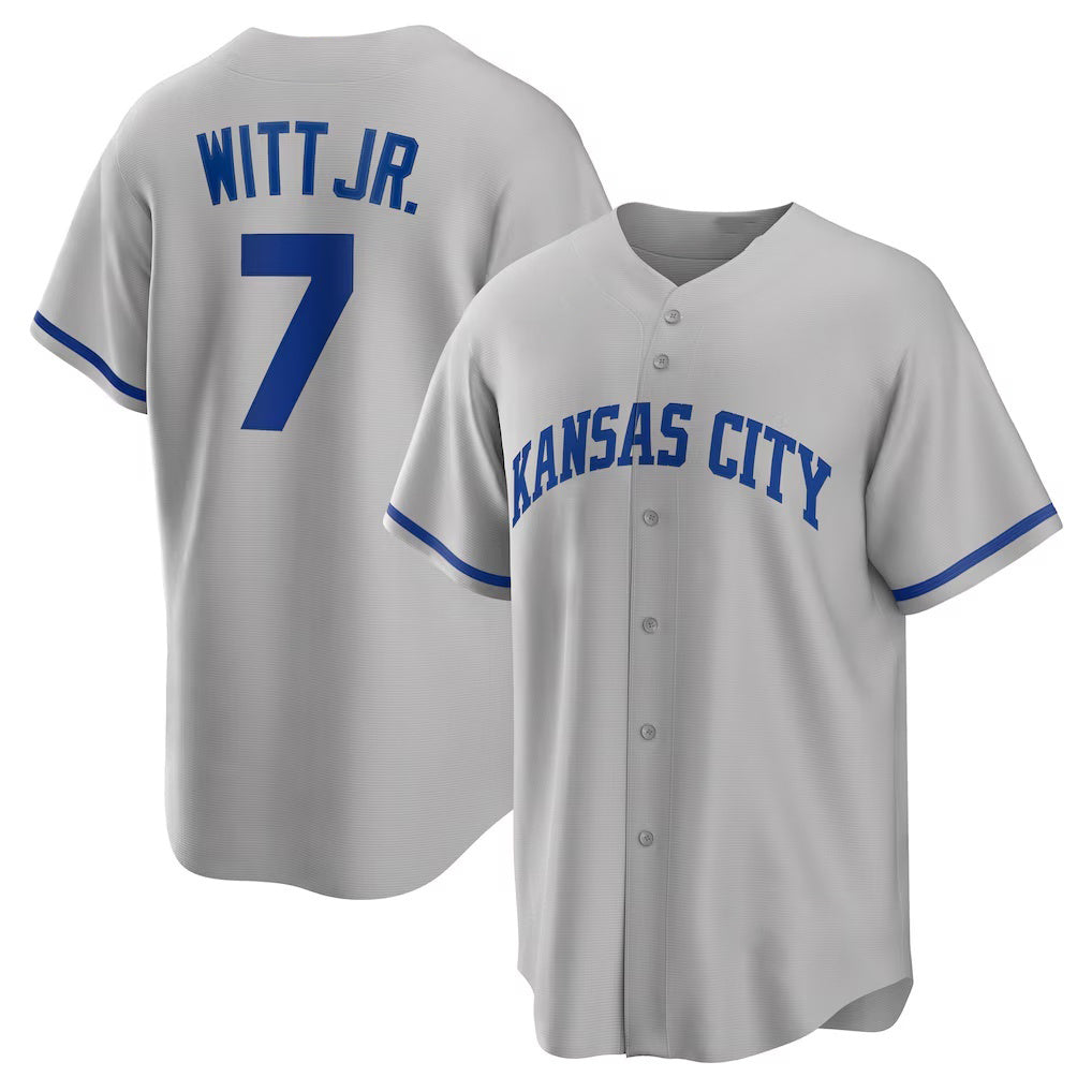 Kansas City Royals #7 Bobby Witt Jr. Gray CONTON Road Replica Jersey