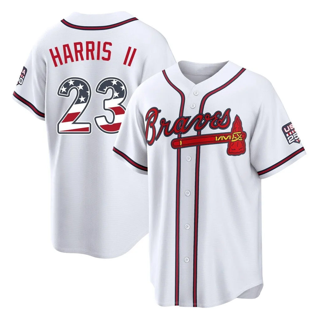 Atlanta Braves #23 Michael Harris II Player White CONTON USA 250 Fourth Of July Limited Home Game Stitched Jerseys