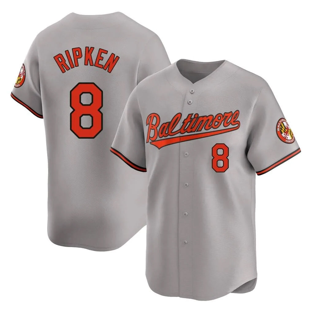Baltimore Orioles #8 Cal Ripken Player Gray CONTON Limited Home Game Stitched Jerseys