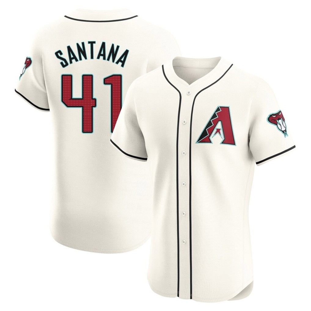 Arizona Diamondbacks #41 Carlos Santana Player Cream CONTON Limited Elite Home Game Stitched Jerseys