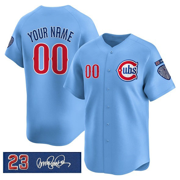 Custom Chicago Cubs Active Player Blue CONTON 'Ryne Sandberg Tribute' Vapor Limited V3 Stitched Jersey