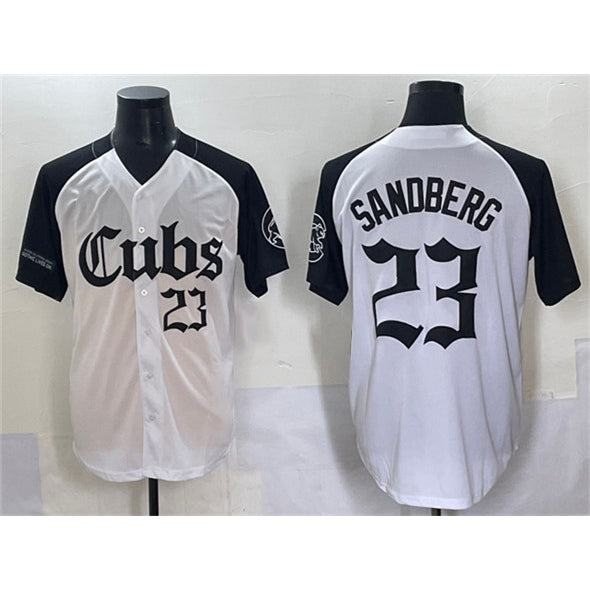 Chicago Cubs #23 Ryne Sandberg White Black CONTON 'Gothic North Side Edition' Vapor Premier Limited Stitched Jersey