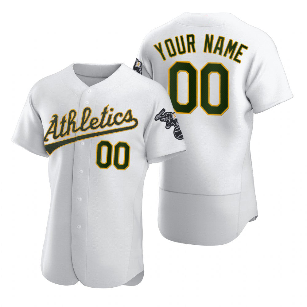Custom Oakland Athletics White CONTON 2020 Stitched Flex Base Jersey