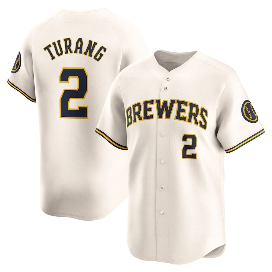 Milwaukee Brewers #2 Brice Turang Cream CONTON Limited Jersey