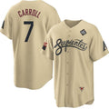 Arizona Diamondbacks #7 Corbin Carroll Gold CONTON 2023 World Series City Connect Cool Base Stitched Jersey