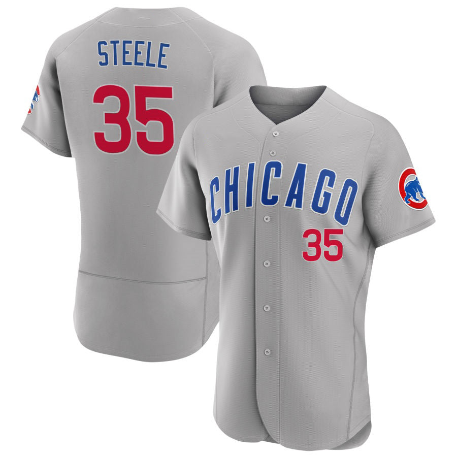 Chicago Cubs #35 Justin Steele Gray CONTON Road Flex Base Player Jersey