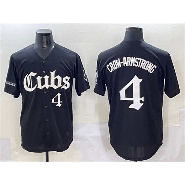 Chicago Cubs #4 Pete Crow-Armstrong Black CONTON 'Gothic North Side Edition' Vapor Premier Limited Stitched Jersey