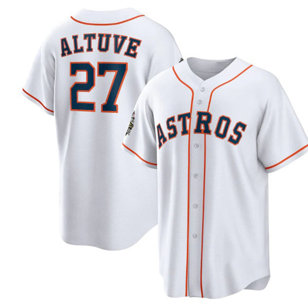 Houston Astros #27 Jose Altuve White CONTON 2022 World Series Home Stitched Jersey