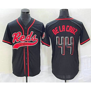 Cincinnati Reds #44 Elly De La Cruz Black CONTON With Patch Cool Base Stitched Jersey