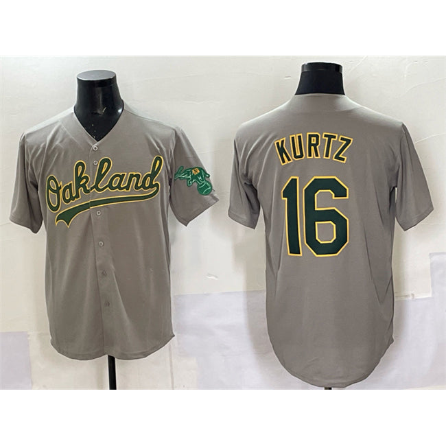 Oakland Athletics #16 Nick Kurtz Grey CONTON Cool Base Stitched Baseball Jersey