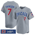 Chicago Cubs #7 Dansby Swanson Gray CONTON 'Ryne Sandberg Tribute' Vapor Limited V3 Stitched Jersey