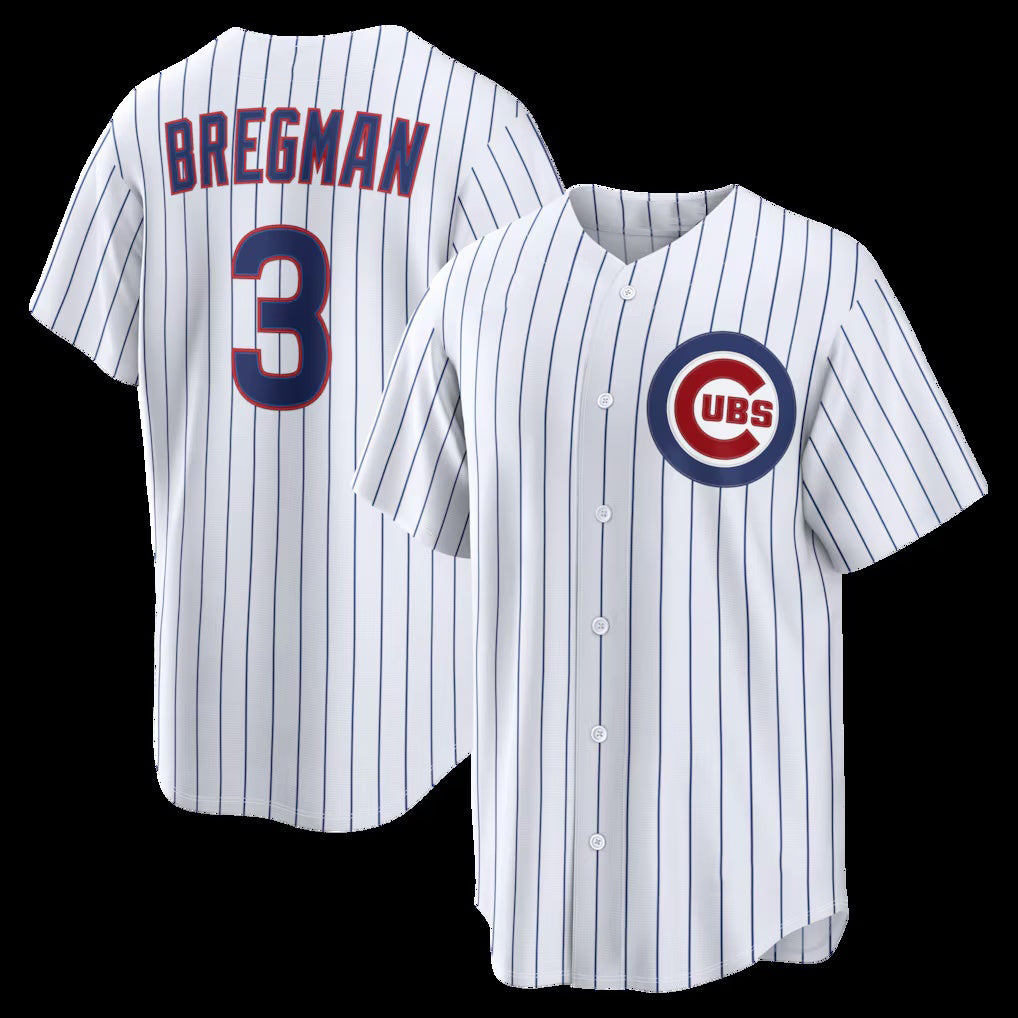 Chicago Cubs #3 Alex Bregman White CONTON Home Replica Jersey