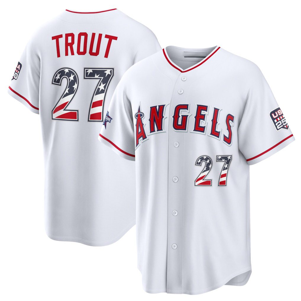 Los Angeles Angels #27 Mike Trout 2026 All-Star Edition Stars & Stripes White CONTON Stadium Jersey