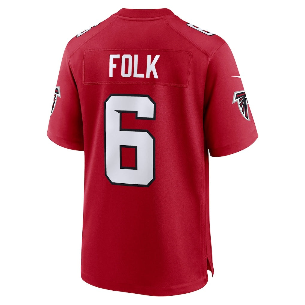 A.Falcons #6 Nick Folk Red CONTON Team Game Jersey