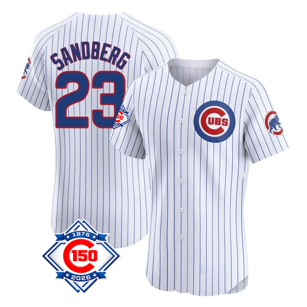 Chicago Cubs #23 Ryne Sandberg Player White CONTON 150th Anniversary Limited Elite Home Game Stitched Jerseys