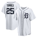 Detroit Tigers #25 Gleyber Torres White CONTON Home Replica Jersey