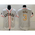 Houston Astros #3 Jeremy Pena Number 2023 White Gold CONTON World Serise Champions Patch Flex Base Stitched Jersey 2