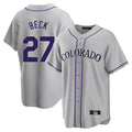 Colorado Rockies #27 Jordan Beck Player Gray CONTON Game Home Stitched Jerseys