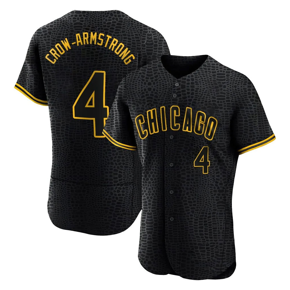 Chicago Cubs #4 Pete Crow-Armstrong Player Black CONTON Snake Skin City Limited Elite Home Game Stitched Jerseys