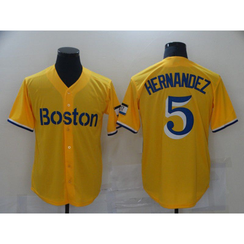 Boston Red Sox #5 Hernandez Yellow CONTON City Edition Game 2021 Jerseys