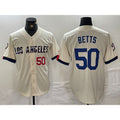 Los Angeles Dodgers #50 Mookie Betts Number Cream CONTON 2024 City Connect Limited Stitched Jersey 2