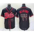 Cincinnati Reds #44 Elly De La Cruz Number Black CONTON With Patch Cool Base Stitched Jersey