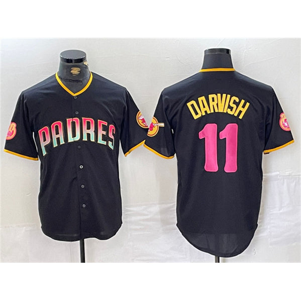 San Diego Padres #11 Yu Darvish Black CONTON Cool Base Stitched Jersey