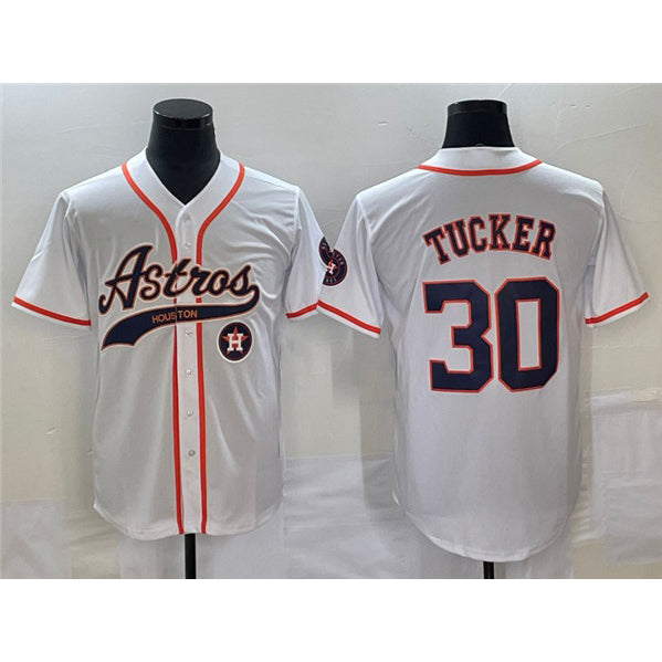 Houston Astros #30 Kyle Tucker White CONTON With Patch Cool Base Stitched Jersey