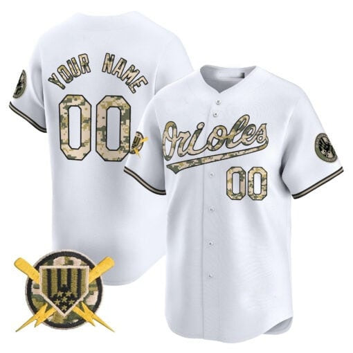 Custom Baltimore Orioles Armed Forces Day Vapor Premier Limited Jersey ¨C White CONTON