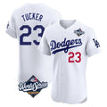 Los Angeles Dodgers #23 Kyle Tucker Player White CONTON World Series Limited Elite Home Stitched Jerseys