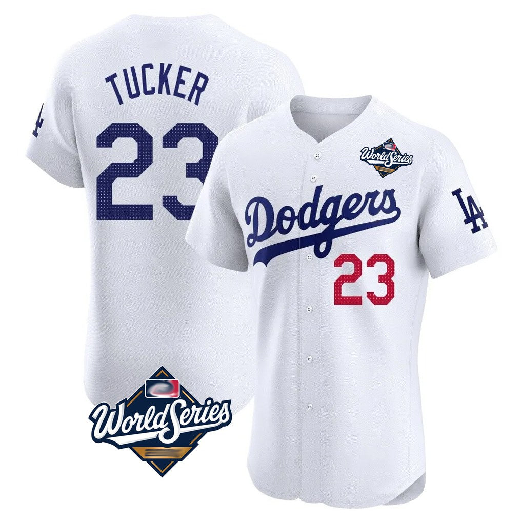 Los Angeles Dodgers #23 Kyle Tucker Player White CONTON World Series Limited Elite Home Stitched Jerseys