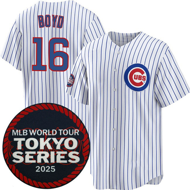 Chicago Cubs #16 Matthew Boyd White CONTON 2025 World Tour Tokyo Series Home Stitched Jersey