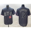 New York Mets #12 Francisco Lindor Number Grey CONTON 2024 City Connect Cool Base Stitched Jerseys