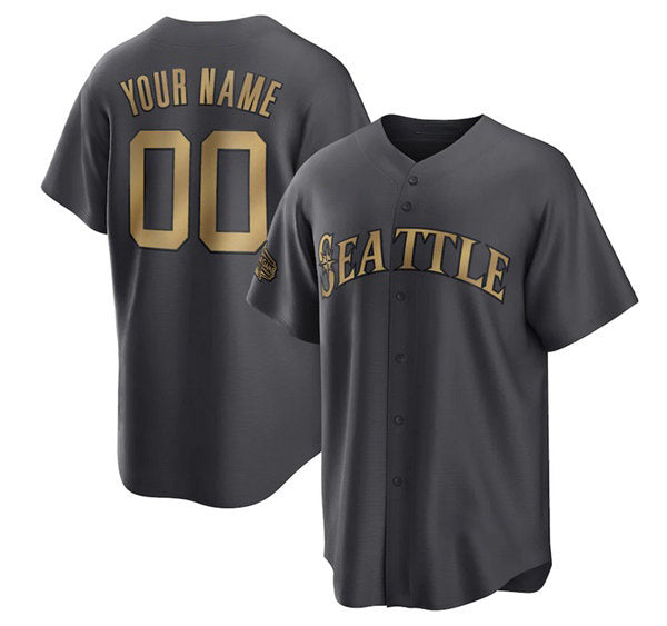 Custom Seattle Mariners Active Player Charcoal CONTON 2022 All-Star Cool Base Stitched Jersey