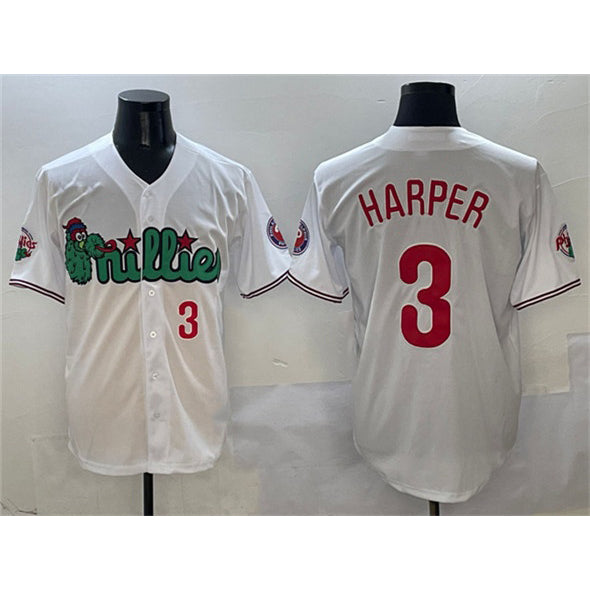 Philadelphia Phillies #3 Bryce Harper White CONTON Phanatic Limited Stitched Jersey