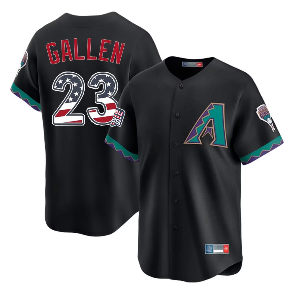 Arizona Diamondbacks #23 Zac Gallen Player Black CONTON USA 250 Fourth of July Home Game Stitched Jerseys