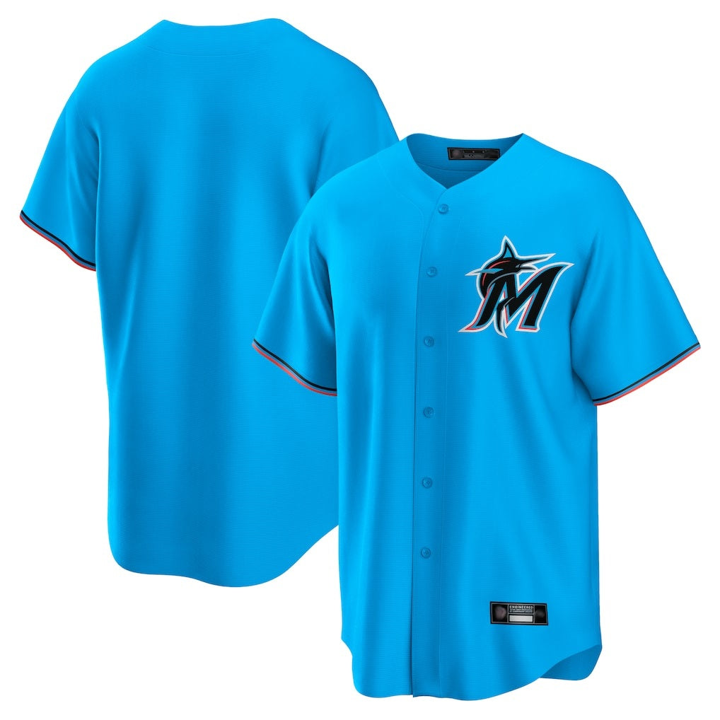 Miami Marlins Blank Player Blue CONTON Home Game Stitched Jerseys