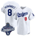 Los Angeles Dodgers #8 Enrique Hernandez White CONTON 2025 Champions Stitched Jersey