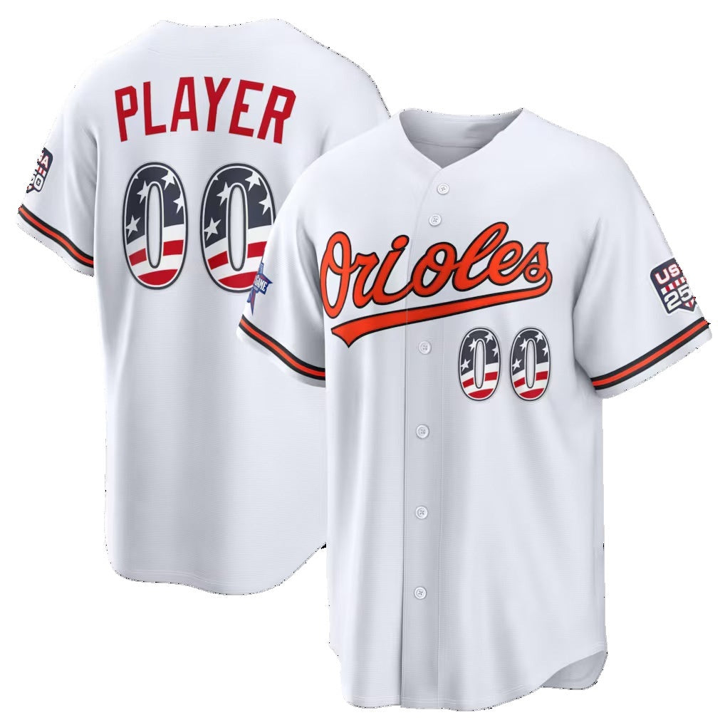 Custom Baltimore Orioles 2026 All-Star Edition Stars & Stripes White CONTON Stadium Pick-A-Player Jersey