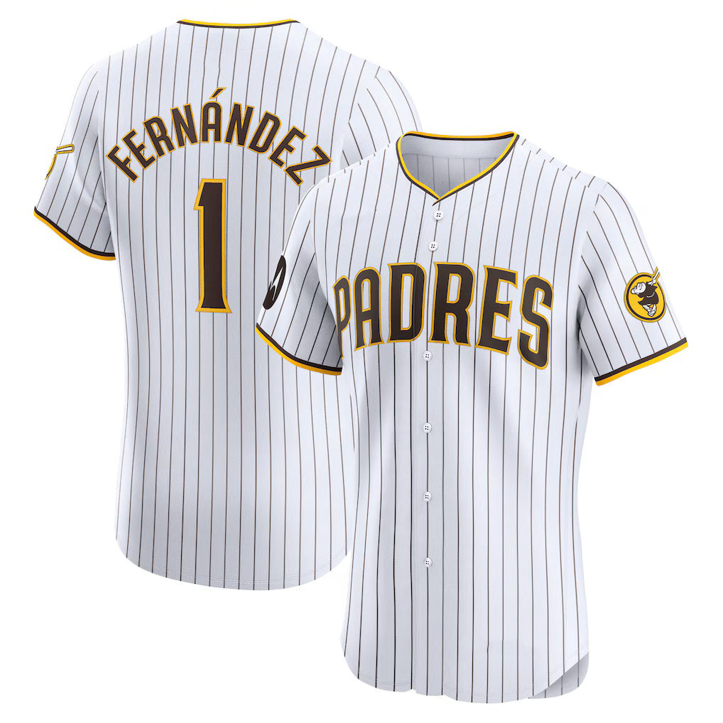 San Diego Padres #1 Tony Fern¨¢ndez White CONTON Home Elite Sponsor Patch Player Jersey