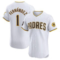 San Diego Padres #1 Tony Fern¨¢ndez White CONTON Home Elite Sponsor Patch Player Jersey