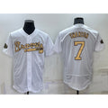Atlanta Braves #7 Dansby Swanson White CONTON 2022 All Star Stitched Flex Base Jersey