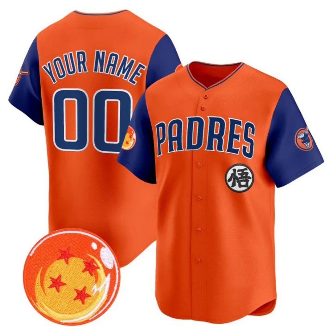 Custom San Diego Padres x Dragon Ball Royal Orange CONTON Vapor Premier Limited Jersey - All Stitched