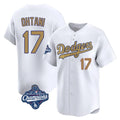 Los Angeles Dodgers #17 Shohei Ohtani Player White Gold CONTON World Series Meet Collection Limited Home Stitched Jerseys