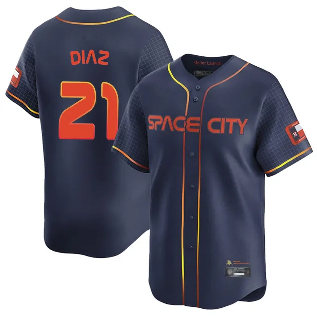 Houston Astros #21 Yainer Diaz Player Navy CONTON City Connect Home Limited Stitched Jerseys