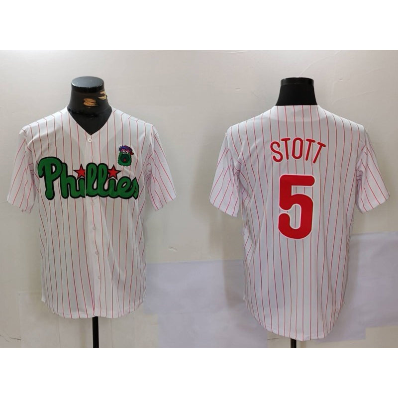 Philadelphia Phillies #5 Bryson Stott White Green CONTON Cool Base Stitched Jersey 2