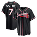 Atlanta Braves #7 Ha-Seong Kim Player Black CONTON Fashion Out Game Stitched Jerseys