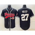 Atlanta Braves #27 Austin Riley Black CONTON Cool Base Stitched Jersey 2