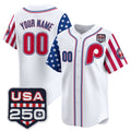 Custom Philadelphia Phillies America 250 Edition Vapor Premier Limited White CONTON Stitched Jerseys