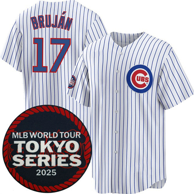 Chicago Cubs #17 Vidal Bruj¨¢n White CONTON 2025 World Tour Tokyo Series Home Stitched Jersey